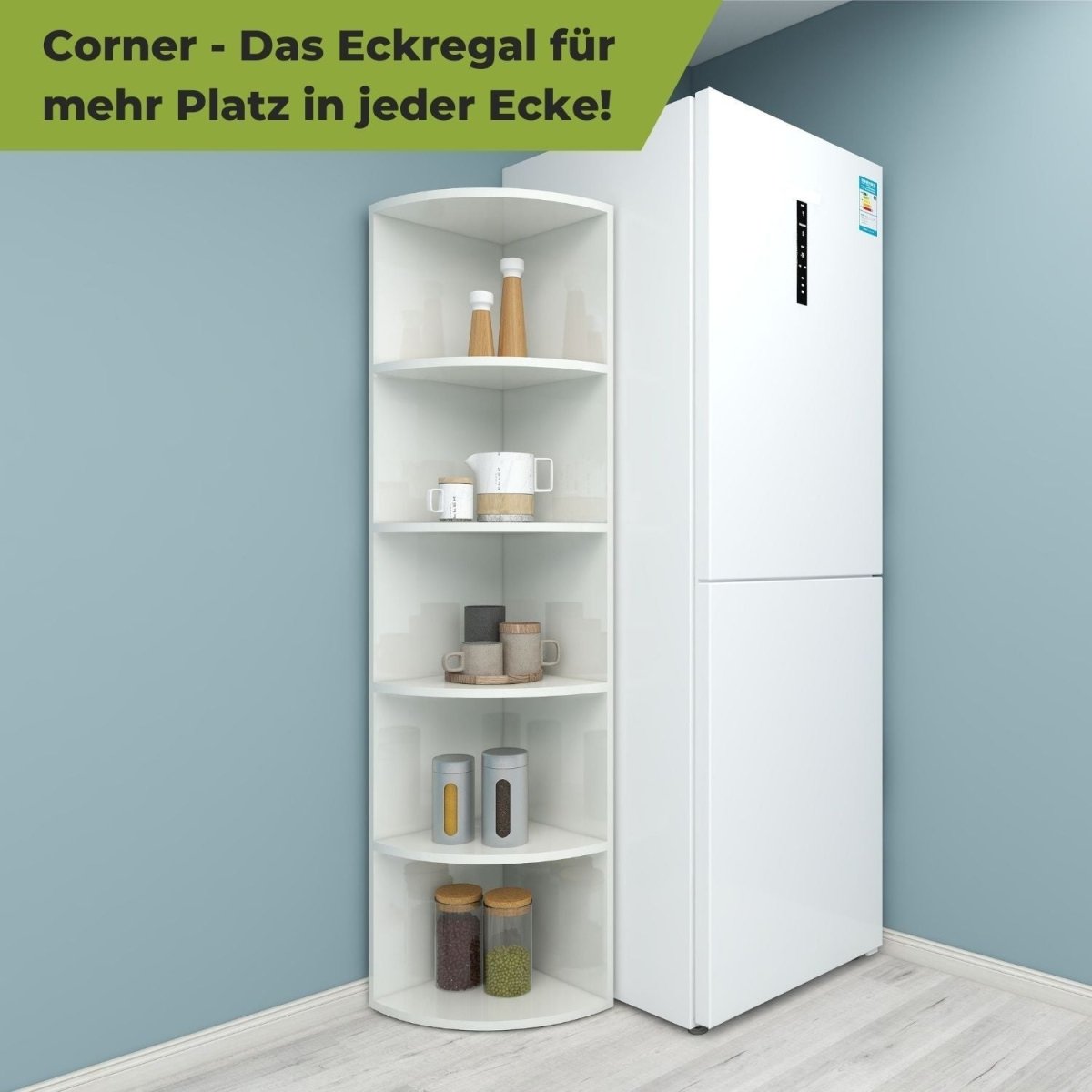 Coemo Eckregal Corner 185 aus Holz 5 Etagen - Mein - Regal.de