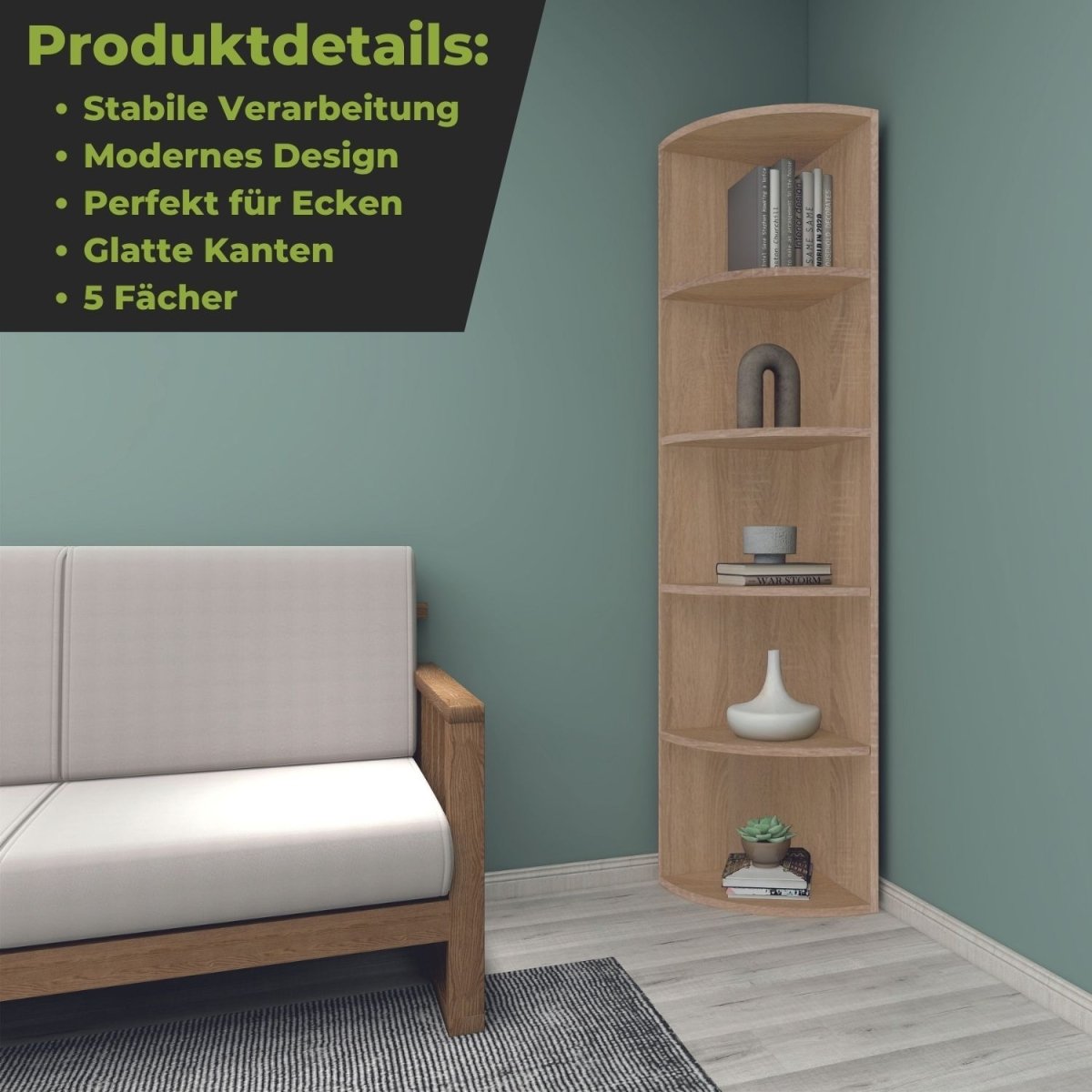 Coemo Eckregal Corner 185 aus Holz 5 Etagen - Mein - Regal.de