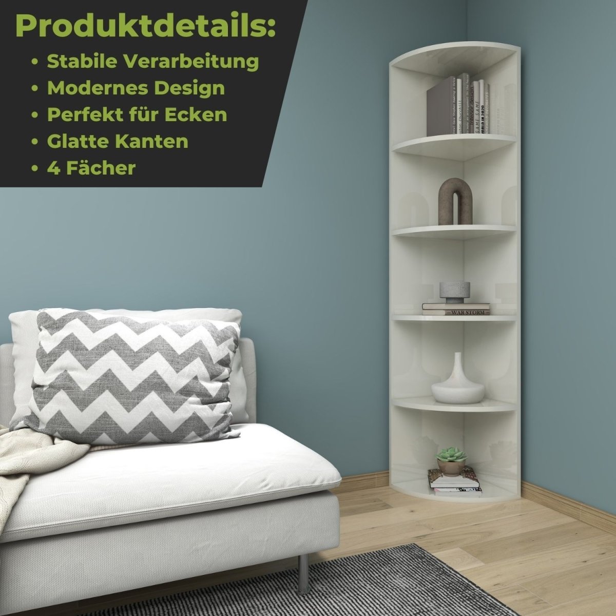 Coemo Eckregal Corner 185 aus Holz 5 Etagen - Mein - Regal.de