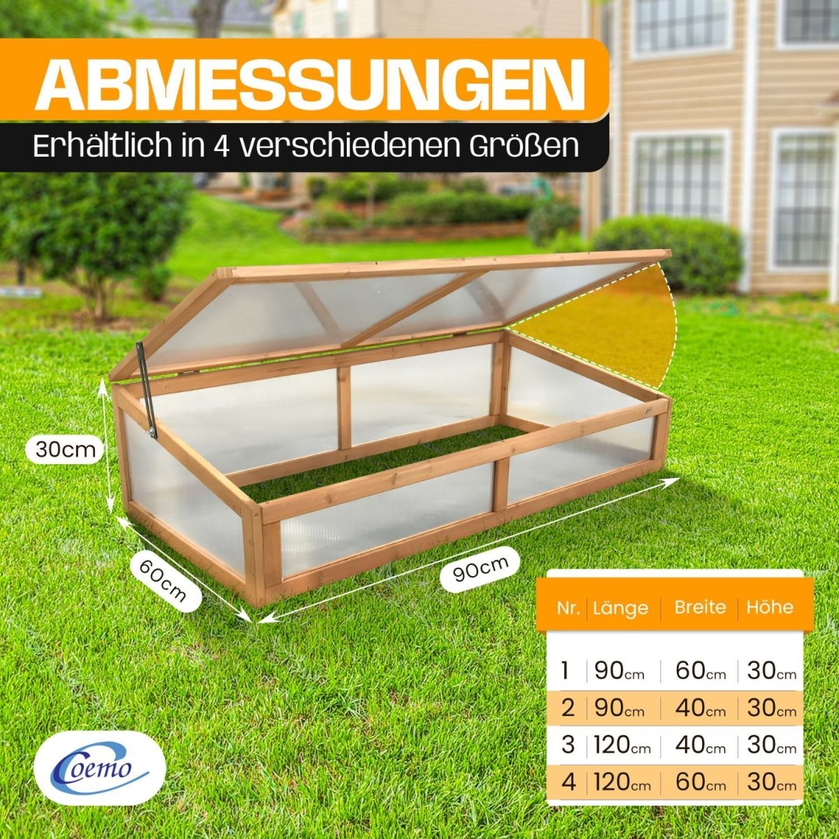 Coemo Frühbeetaufsatz - Gewächshausaufsatz für Hochbeete in verschiedenen Größen - Mein - Regal.de