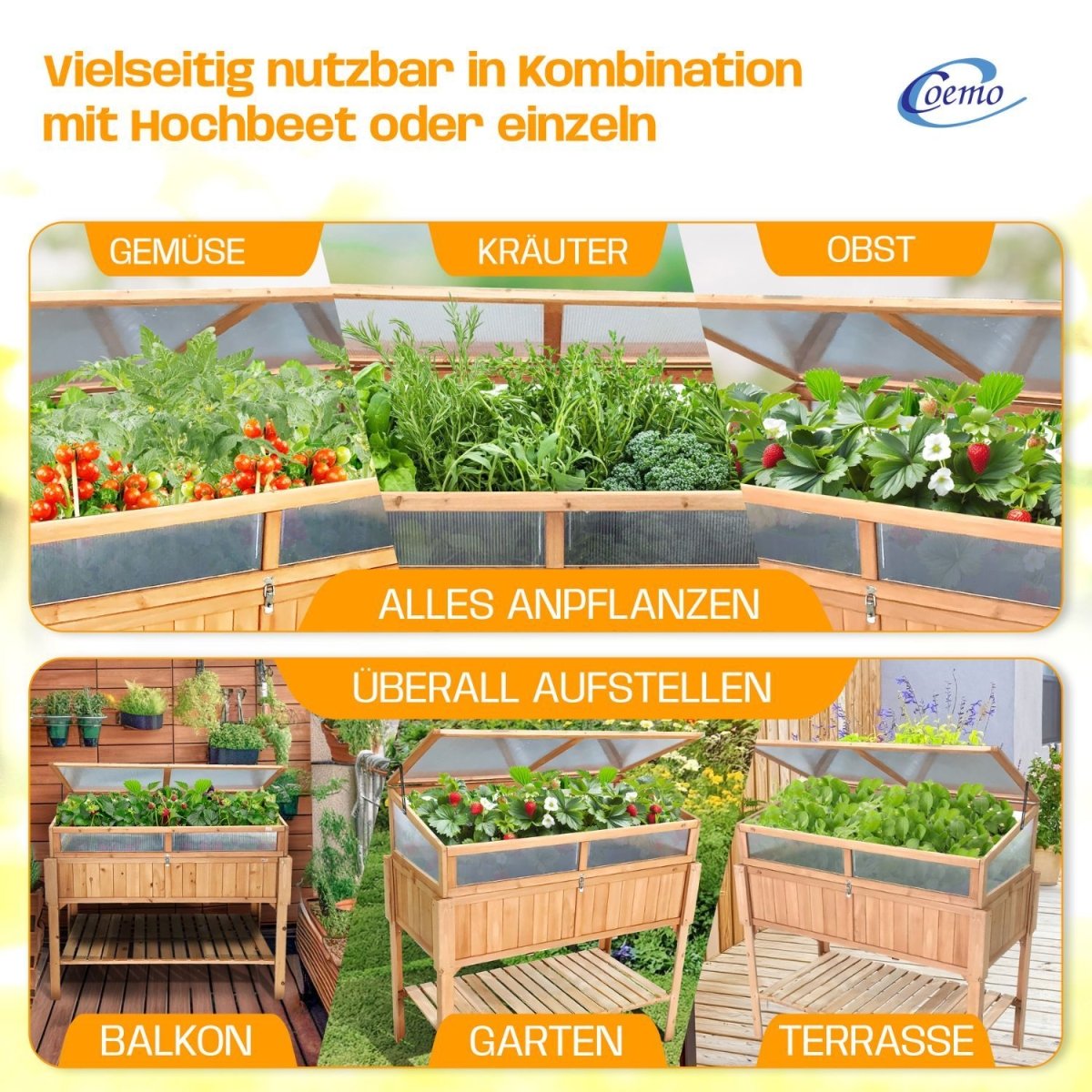 Coemo Frühbeetaufsatz - Gewächshausaufsatz für Hochbeete in verschiedenen Größen - Mein - Regal.de