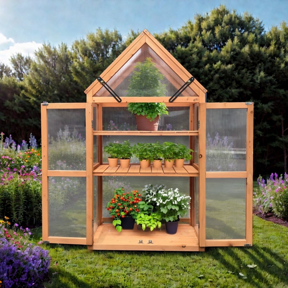 Coemo Gewächshaus Jan mit aufklappbaren Türen und Dach - Mein - Regal.de