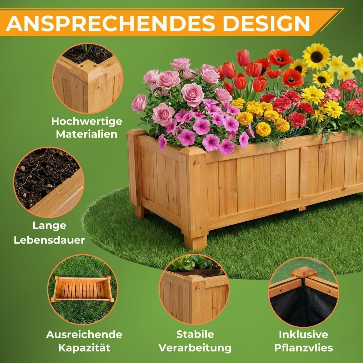 Coemo Hochbeet Kräuterbeet Holz mit Pflanzfolie - Mein - Regal.de