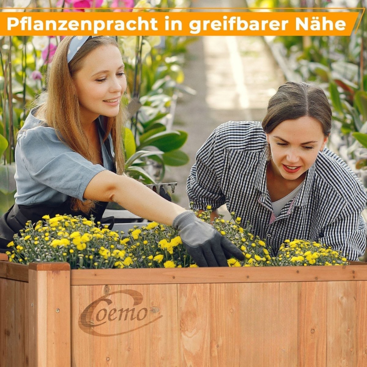 Coemo Hochbeet Kräuterbeet Holz mit Pflanzfolie - Mein - Regal.de