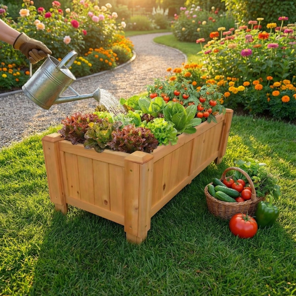 Coemo Hochbeet Kräuterbeet Holz mit Pflanzfolie - Mein - Regal.de