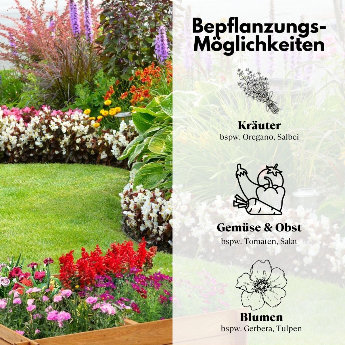 Coemo Hochbeet Riga Kräuterbeet Holz 4-geteilt mit Unterteilung - Mein-Regal.de