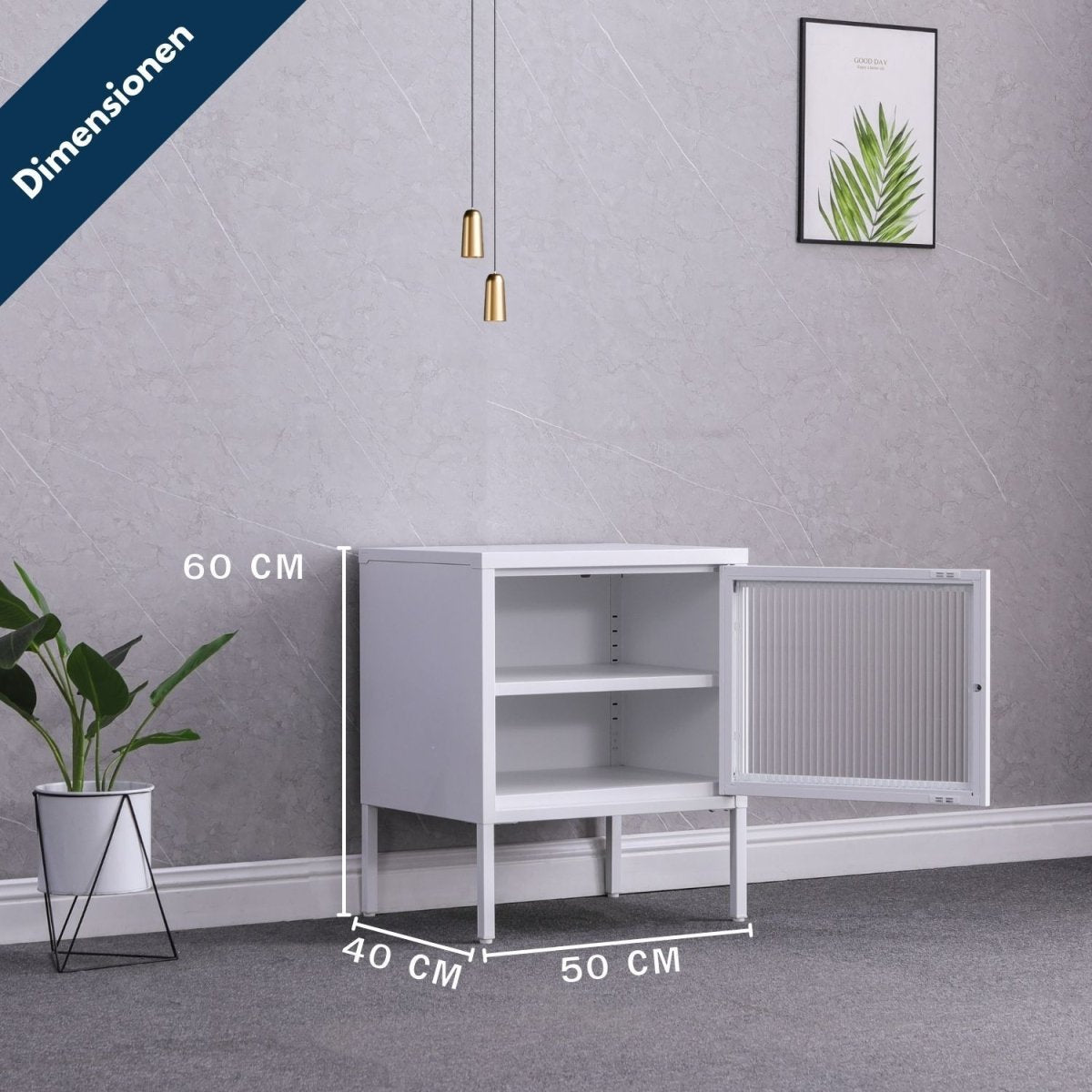 Coemo Nachttisch Tokio aus Metall mit Glastür - Mein - Regal.de