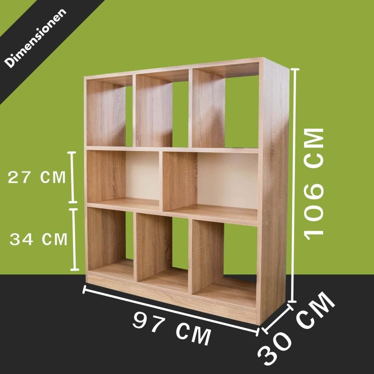 Coemo Raumteiler Split aus Holz 3 Etagenregal 8 Fächer - Mein - Regal.de
