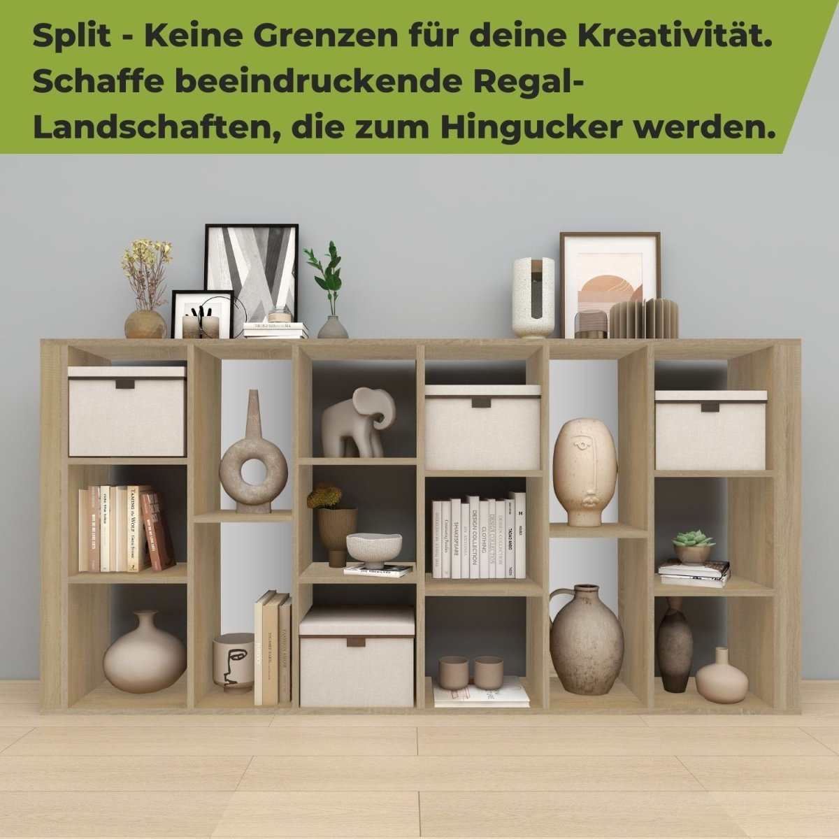 Coemo Raumteiler Split aus Holz 3 Etagenregal 8 Fächer - Mein - Regal.de