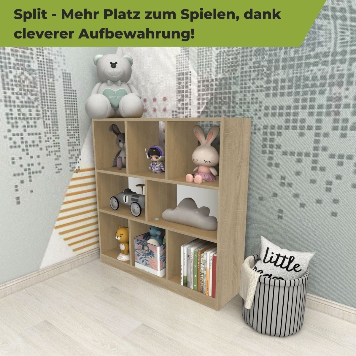 Coemo Raumteiler Split aus Holz 3 Etagenregal 8 Fächer - Mein - Regal.de