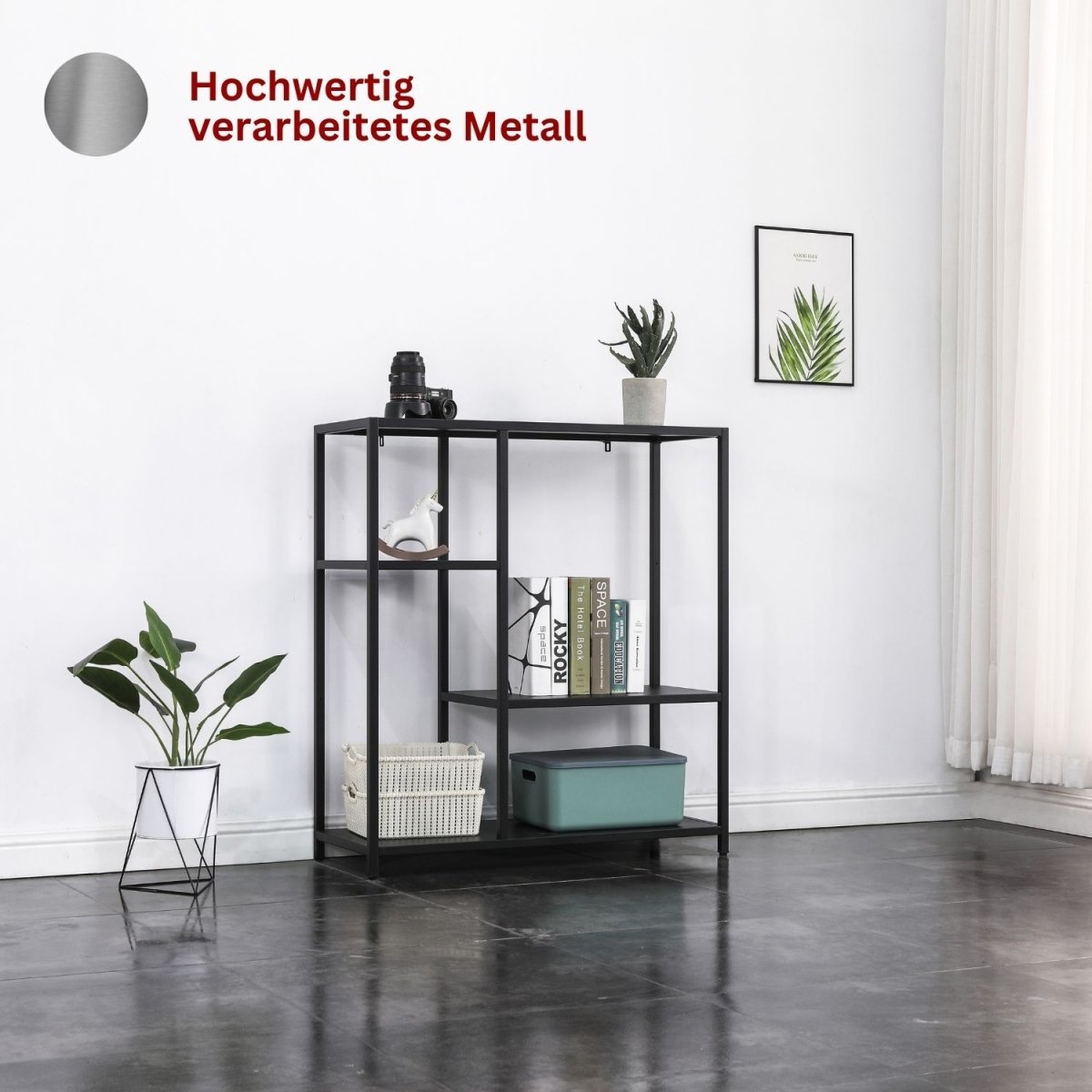 Coemo Regal Chicago Raumteiler aus Metall mit 4 Ablageflächen - Mein-Regal.de