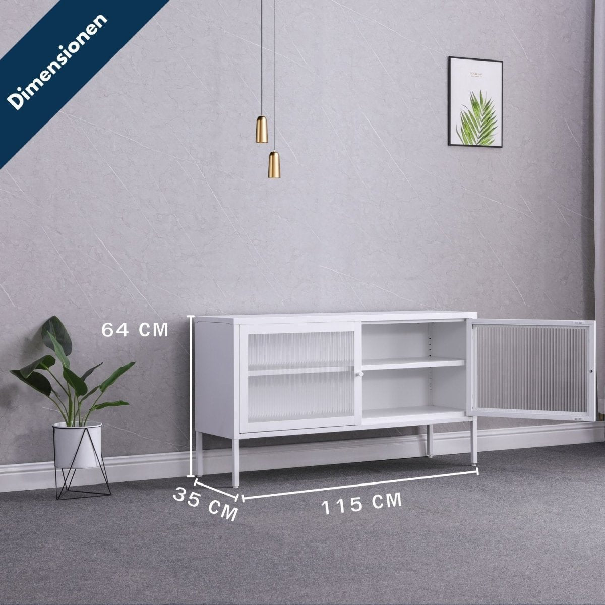 Coemo Sideboard Tokio aus Metall mit Glastüren - Mein-Regal.de