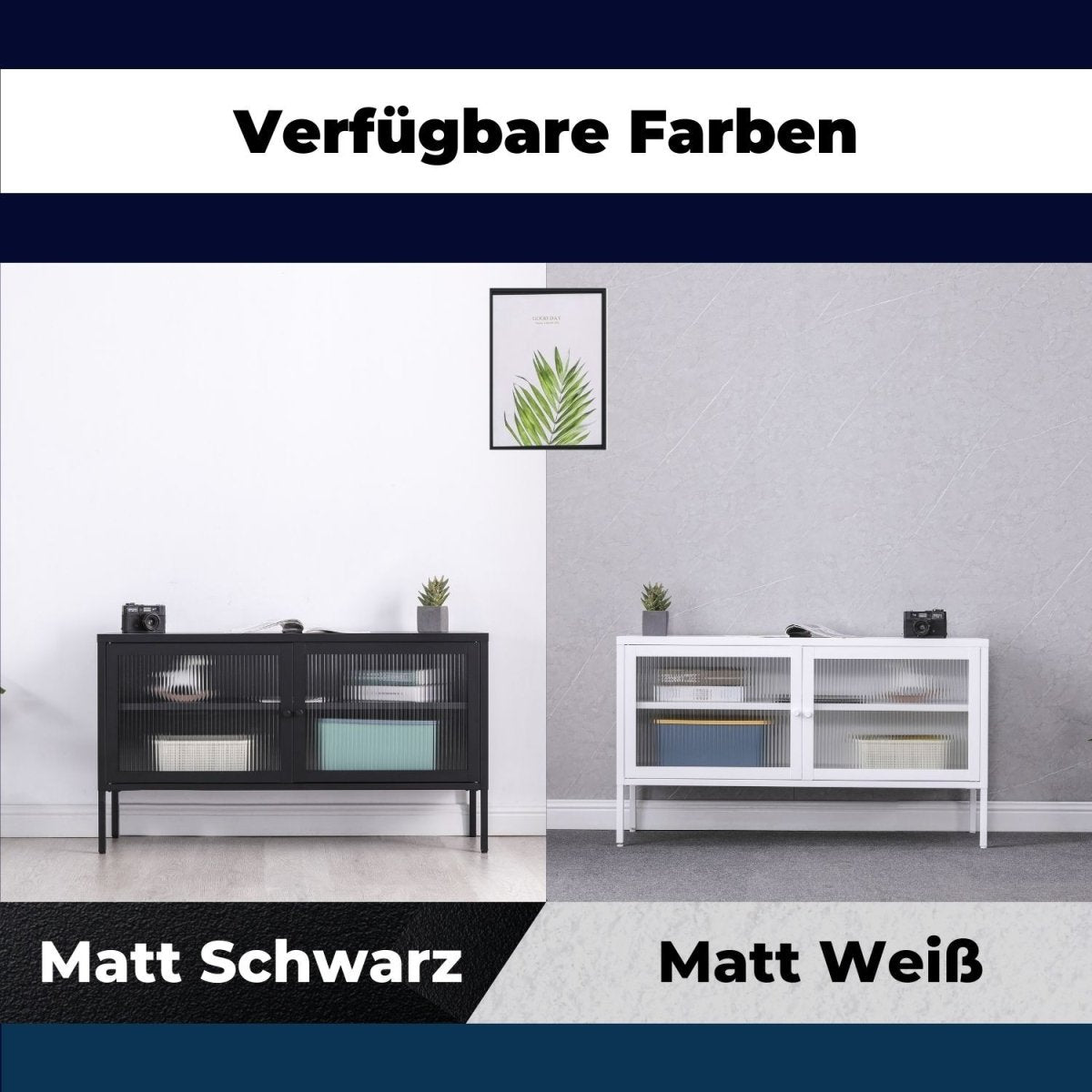 Coemo Sideboard Tokio aus Metall mit Glastüren - Mein-Regal.de