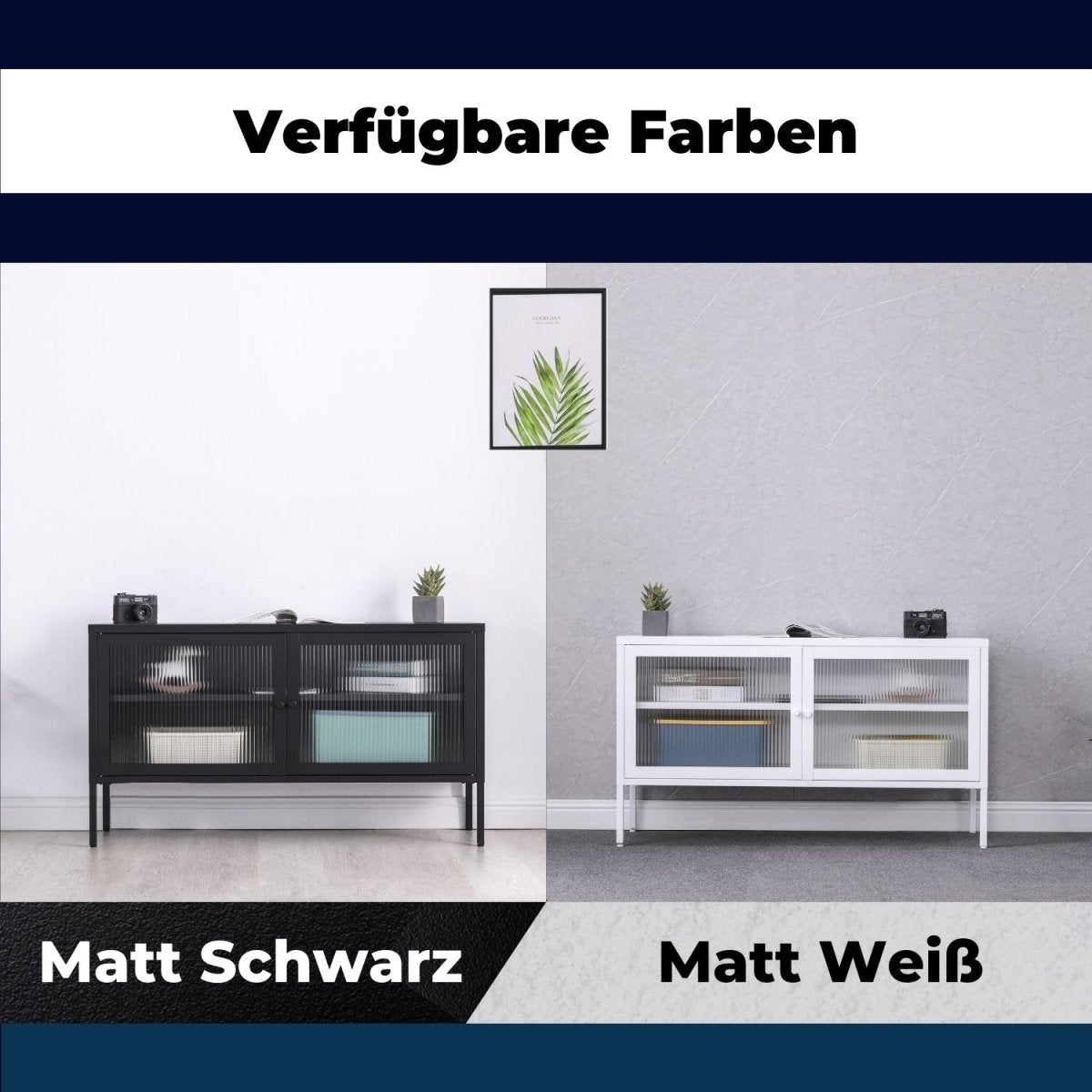 Coemo Sideboard Tokio aus Metall mit Glastüren - Mein-Regal.de