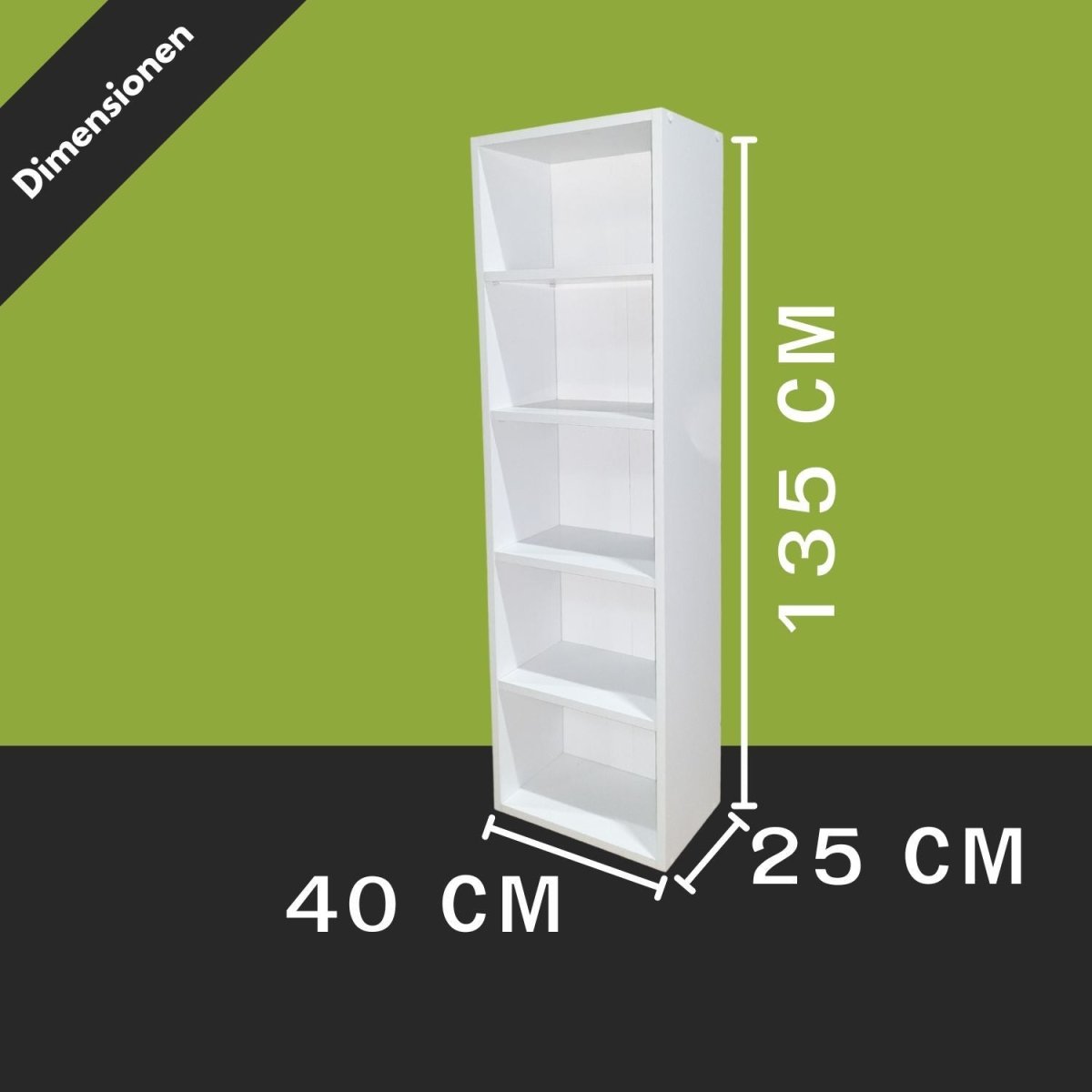 Coemo Standregal Alpha 135 aus Holz 5 Etagen - Mein-Regal.de