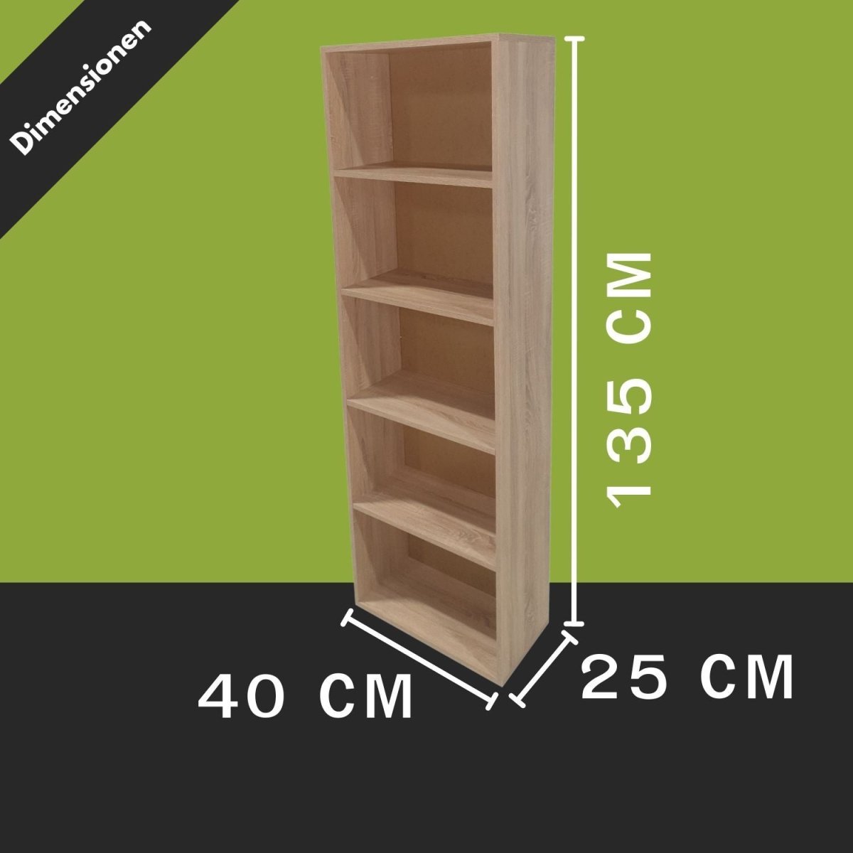 Coemo Standregal Alpha 135 aus Holz 5 Etagen - Mein-Regal.de