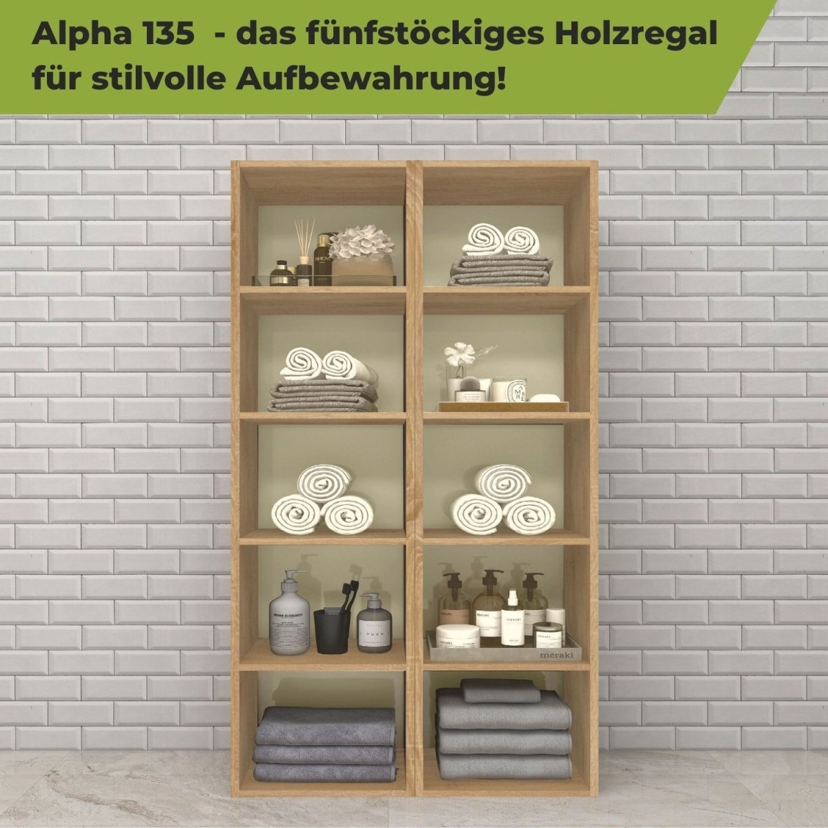 Coemo Standregal Alpha 135 aus Holz 5 Etagen - Mein-Regal.de