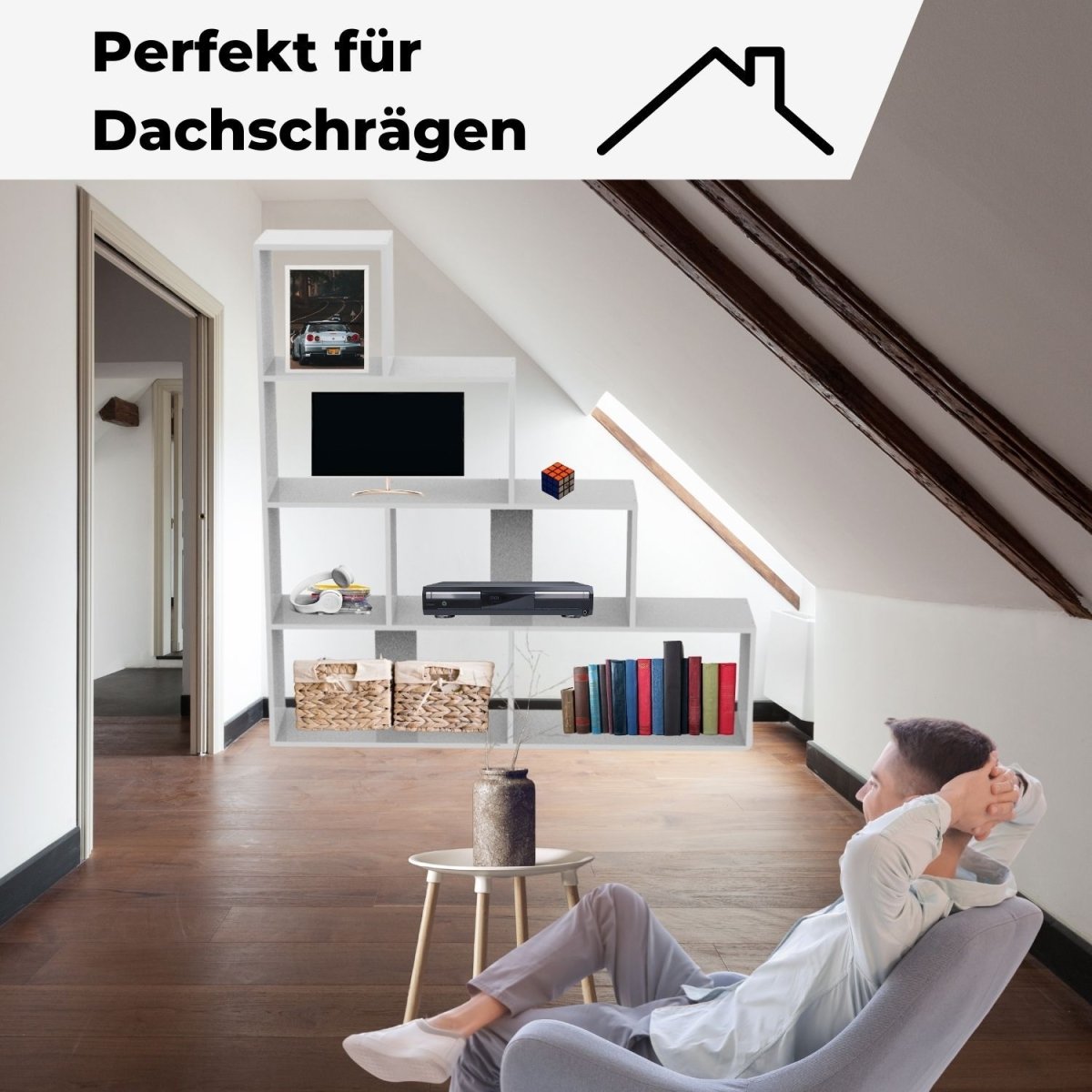 Coemo Treppenregal Scala aus Holz 4 Etagen Stufenregal 6 Fächer - Mein-Regal.de