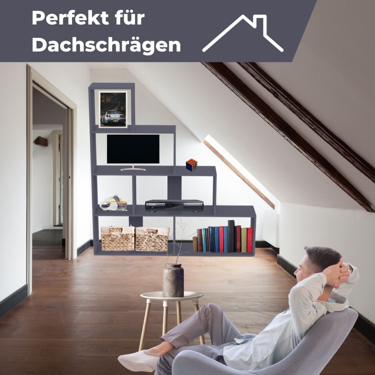 Coemo Treppenregal Scala aus Holz 4 Etagen Stufenregal 6 Fächer - Mein-Regal.de