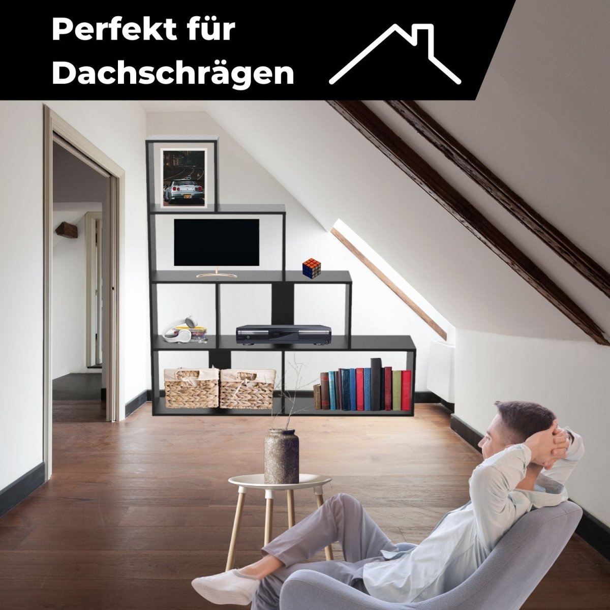 Coemo Treppenregal Scala aus Holz 4 Etagen Stufenregal 6 Fächer - Mein-Regal.de