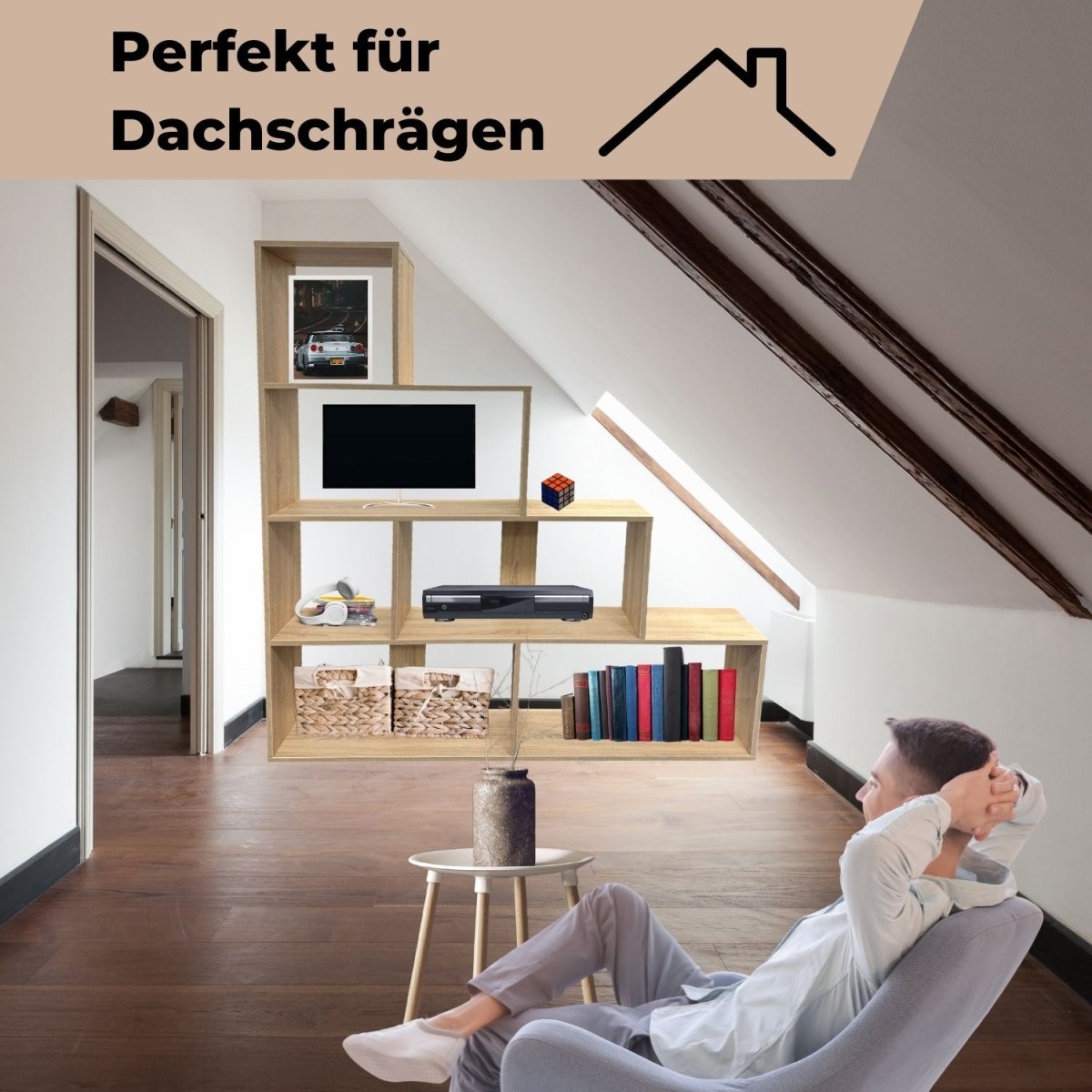 Coemo Treppenregal Scala aus Holz 4 Etagen Stufenregal 6 Fächer - Mein-Regal.de