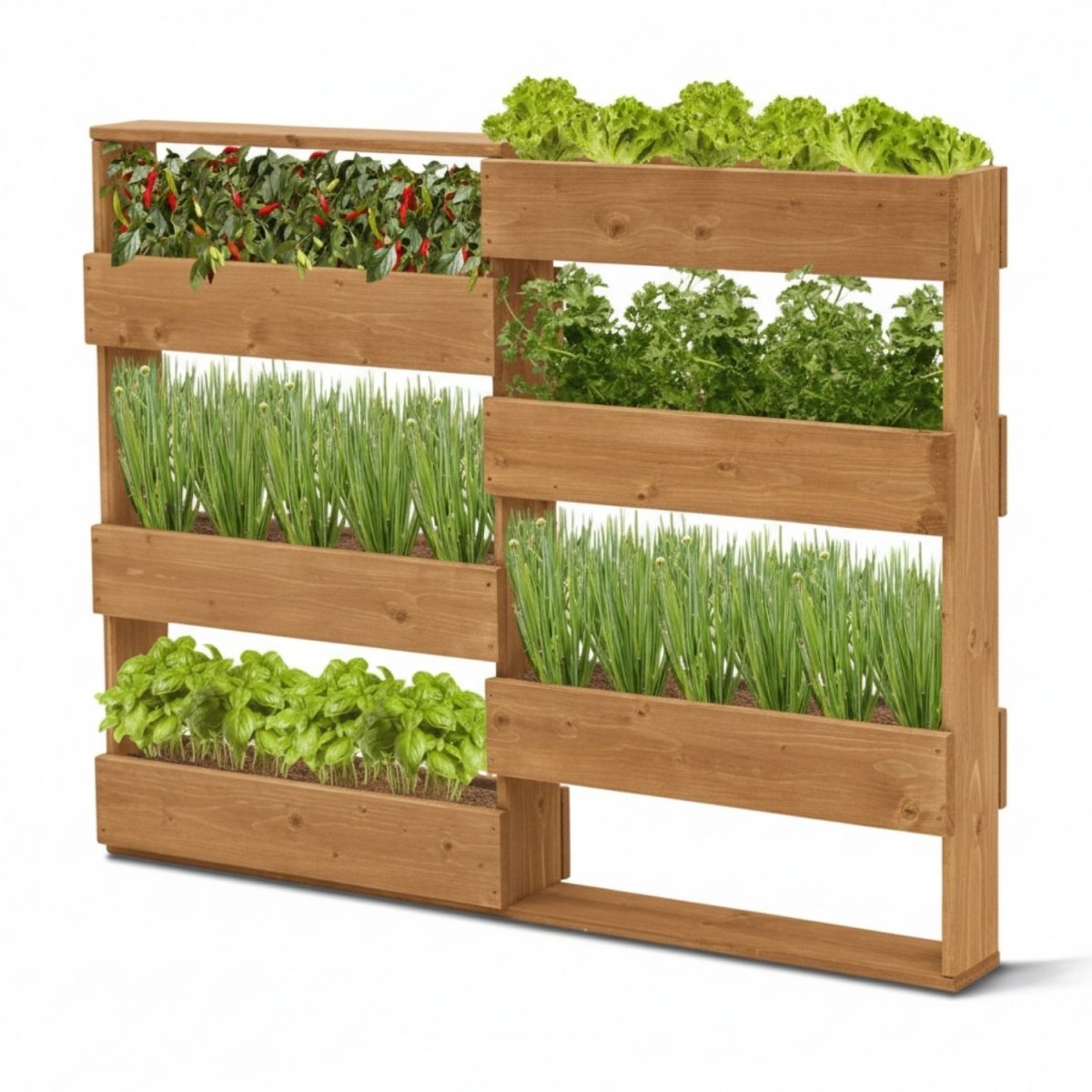 Coemo Vertikalbeet Riga Kräuterbeet Holz 6 Pflanzkästen Wandmontage