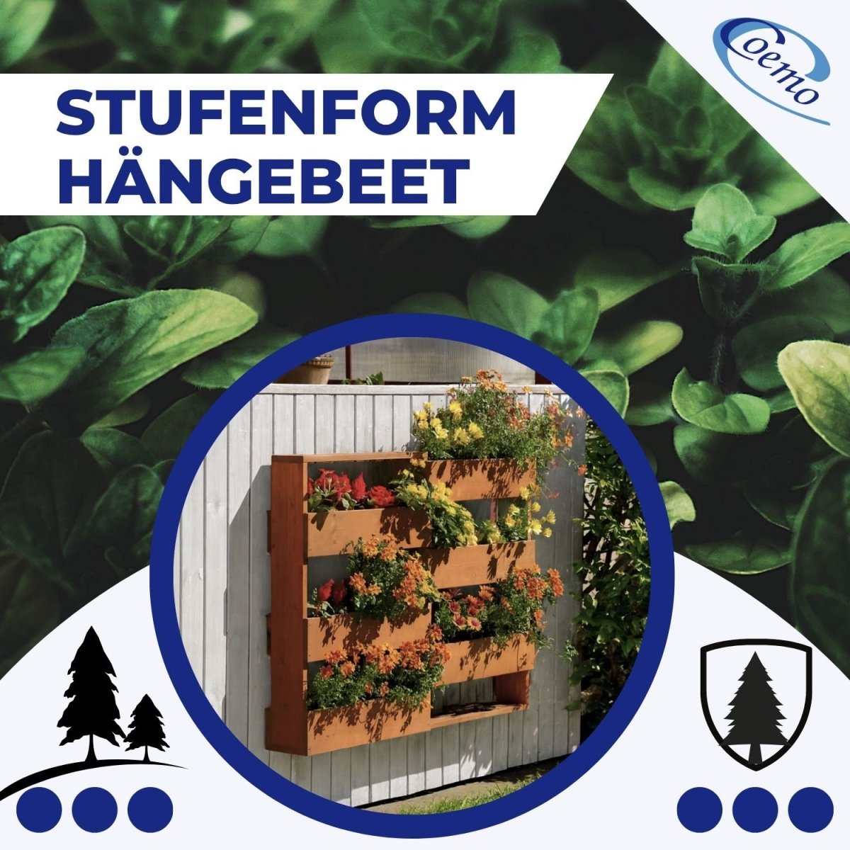 Coemo Vertikalbeet Riga Kräuterbeet Holz 6 Pflanzkästen Wandmontage