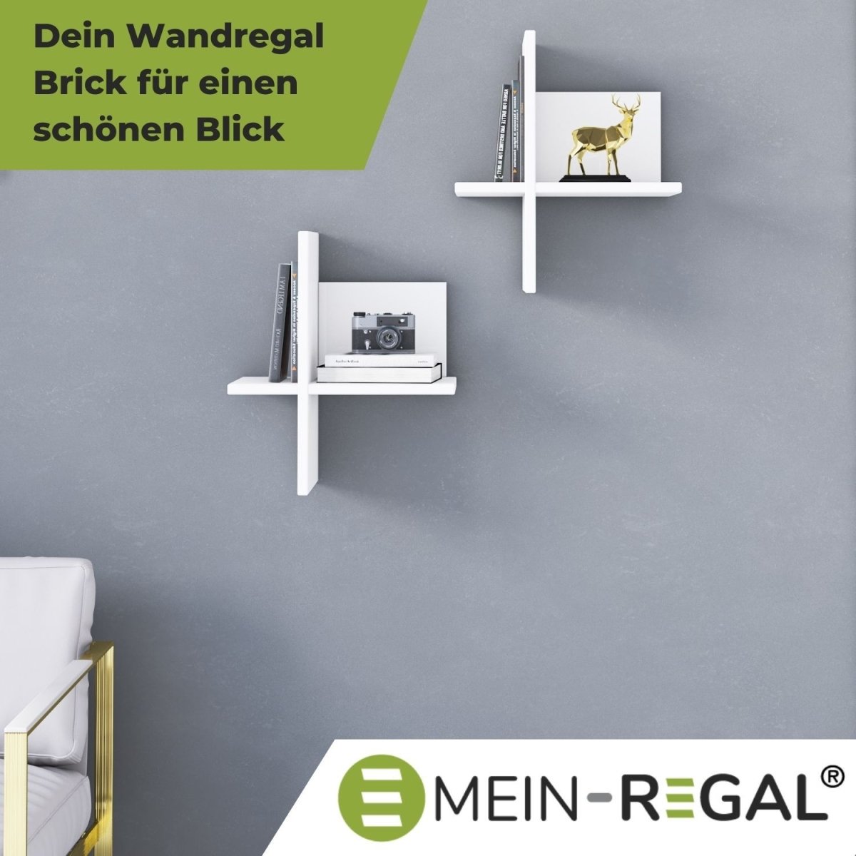 Mein - Regal 2x Wandregal BRICK aus Holz MDF, bis zu 4 Fächer - Mein - Regal.de