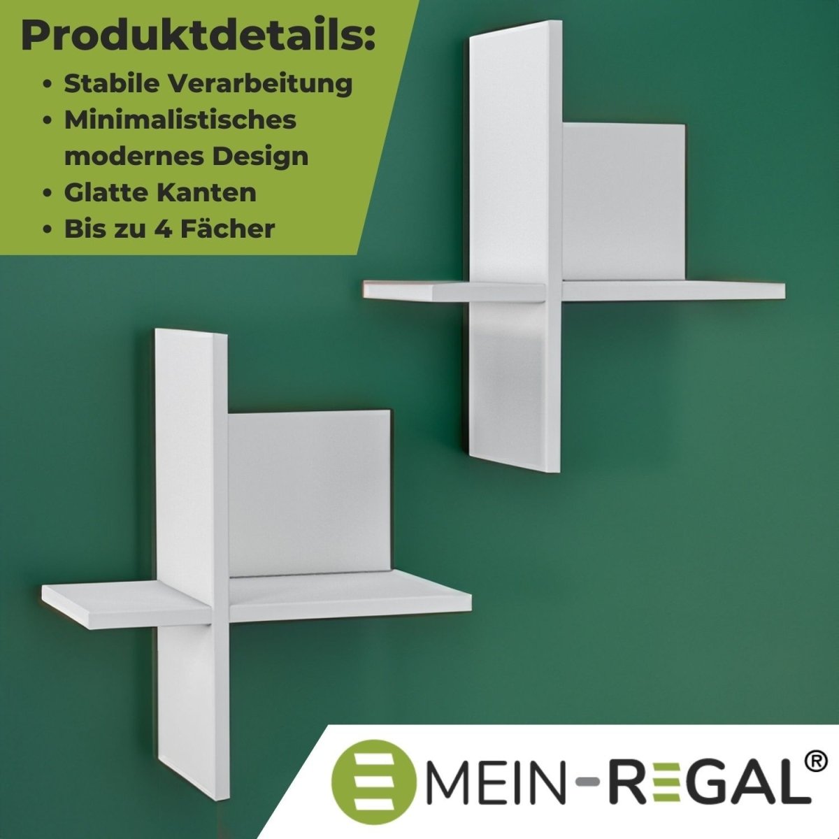 Mein - Regal 2x Wandregal BRICK aus Holz MDF, bis zu 4 Fächer - Mein - Regal.de