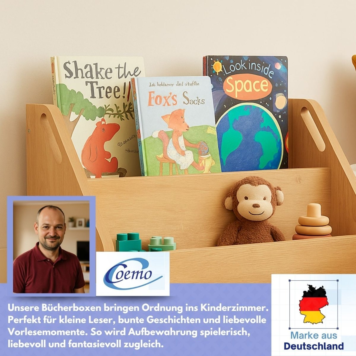 Mein-Regal Bücherbox DOOWY Bücherregal 2 Fächer 61 x 24 x 34 cm