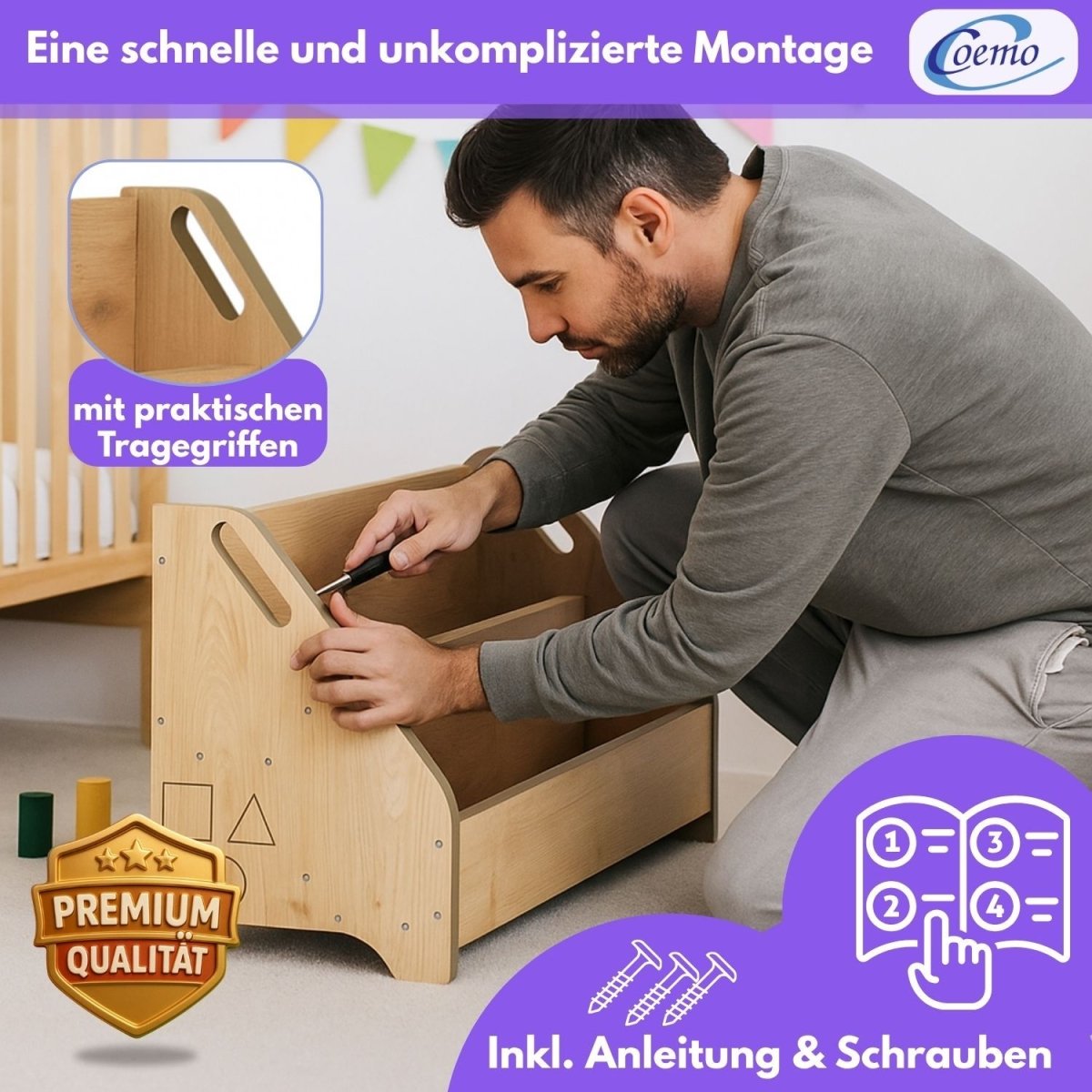 Mein-Regal Bücherbox DOOWY Bücherregal 2 Fächer 61 x 24 x 34 cm