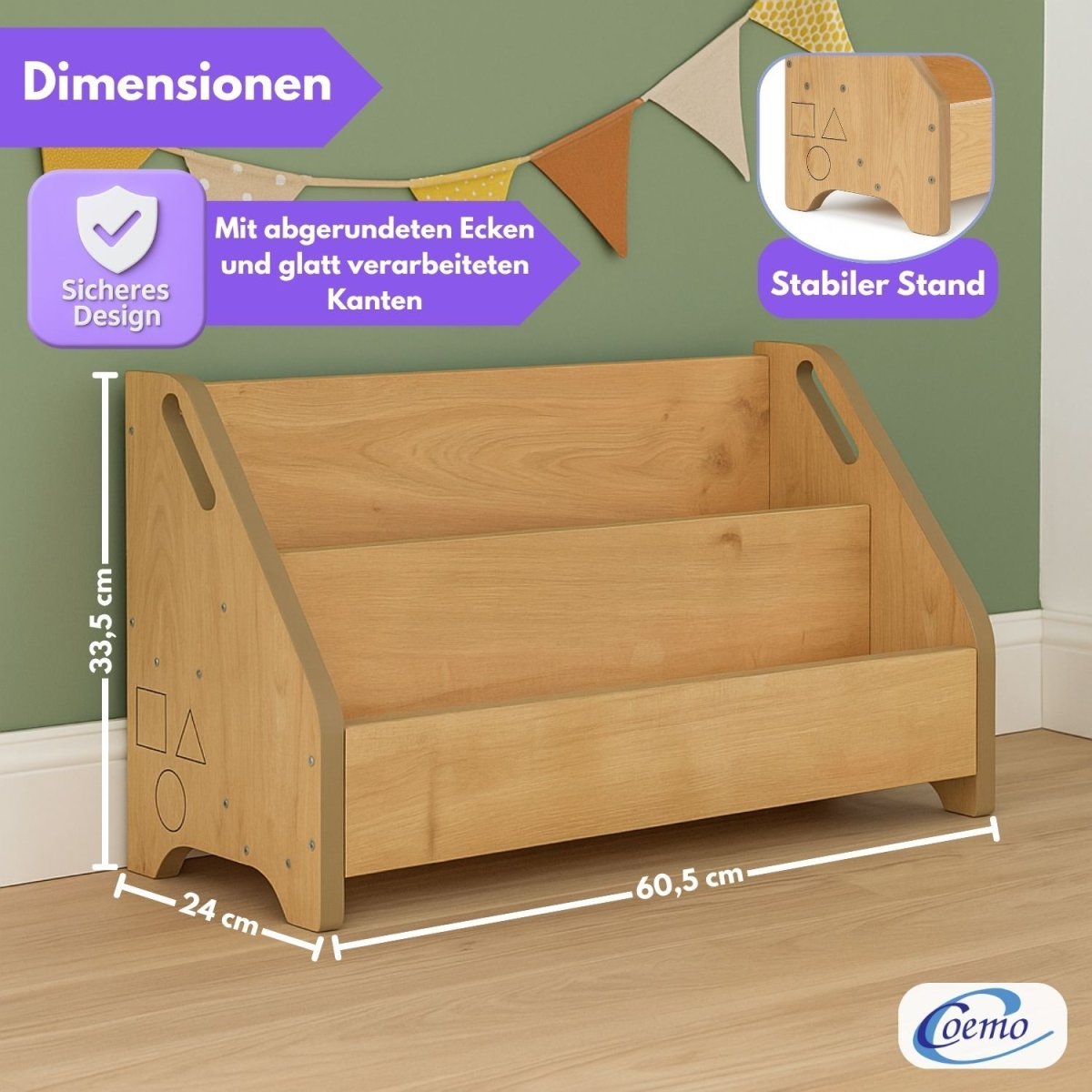 Mein-Regal Bücherbox DOOWY Bücherregal 2 Fächer 61 x 24 x 34 cm