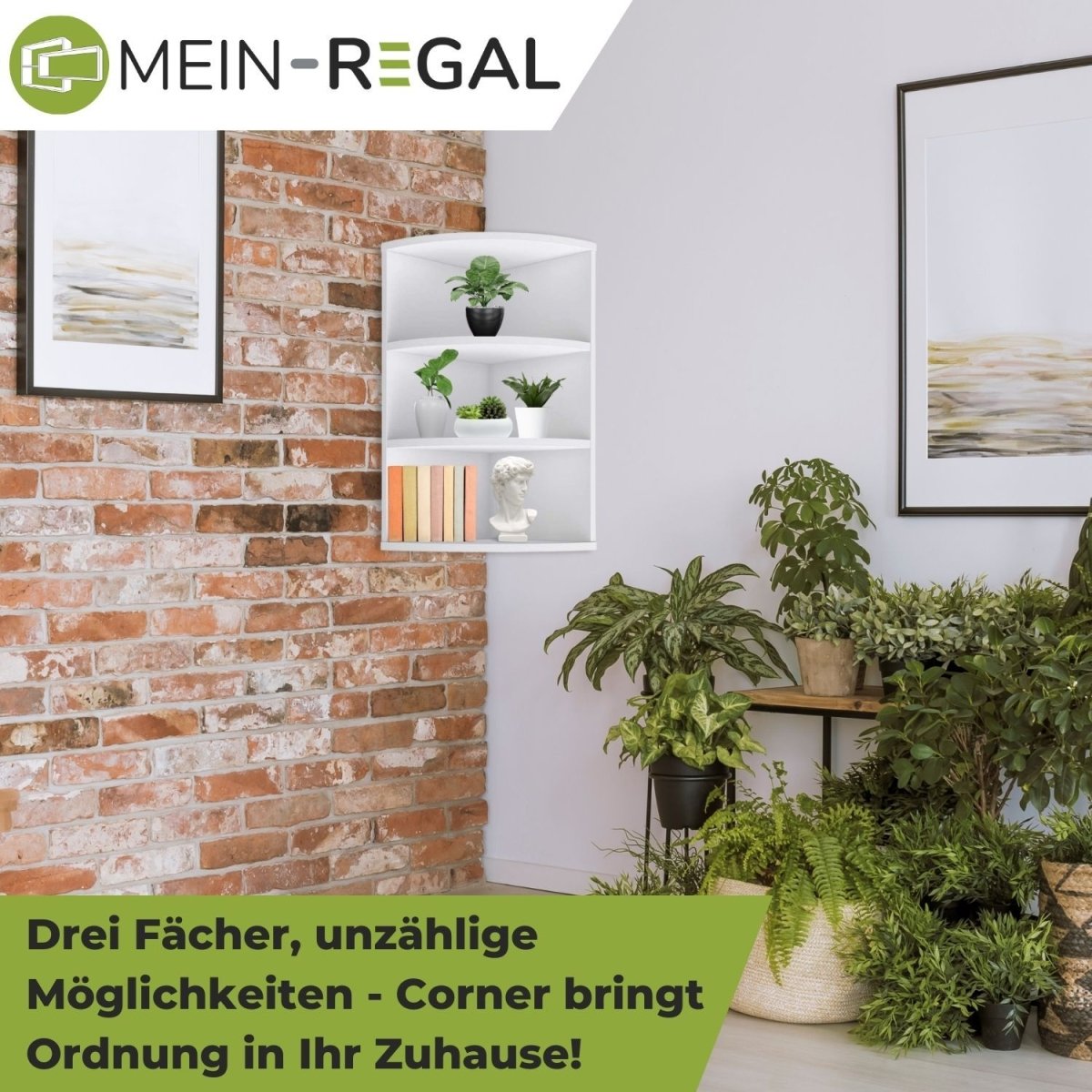 Mein-Regal Eckregal Corner 60 aus Holz 3 Etagen