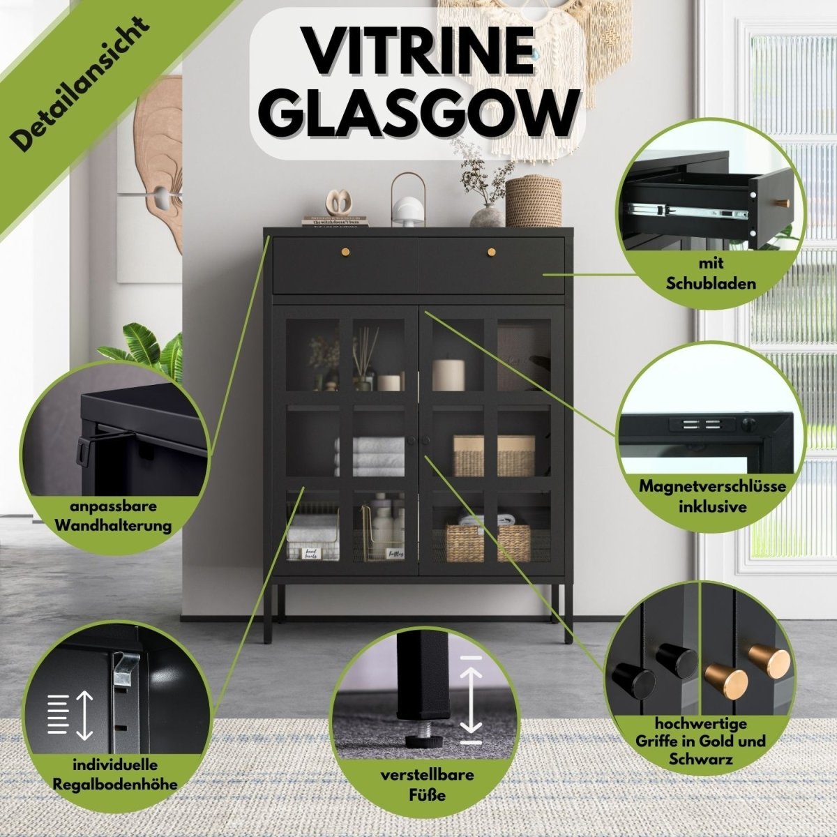 Mein-Regal Kommode Glasgow 2 Türen