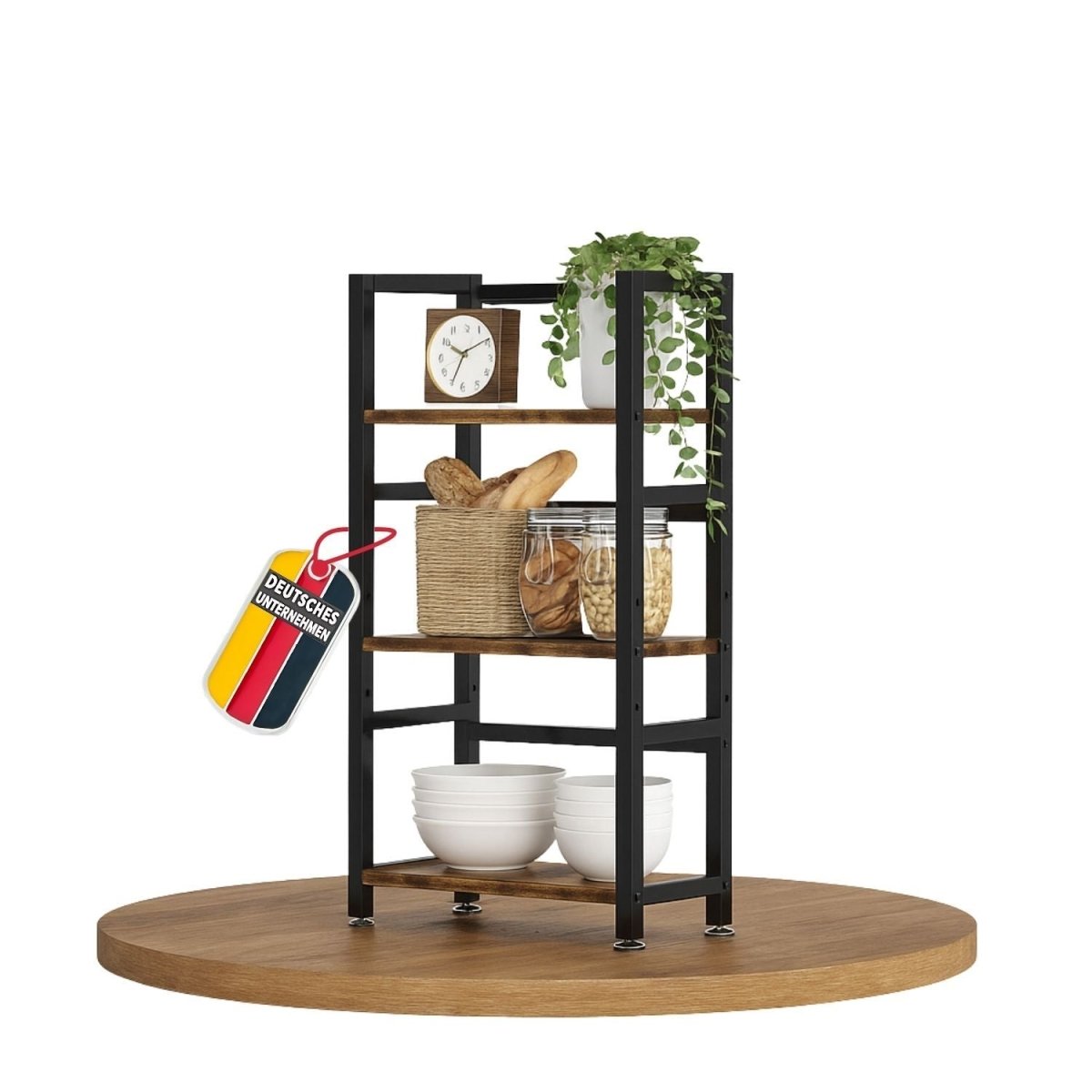 Mein - Regal kompaktes Küchenregal Vintage aus Holz mit Metallrahmen - Mein - Regal.de