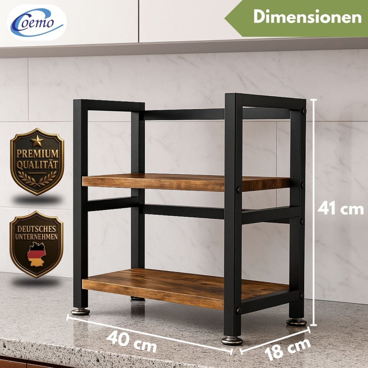 Mein-Regal kompaktes Küchenregal Vintage aus Holz mit Metallrahmen