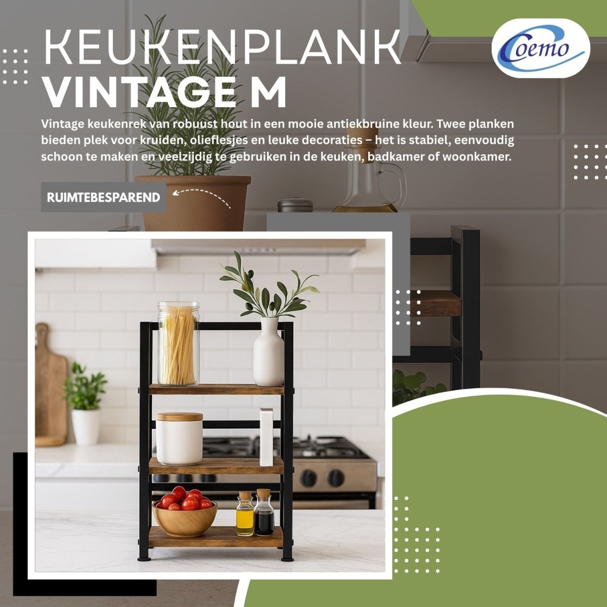Mein - Regal kompaktes Küchenregal Vintage aus Holz mit Metallrahmen - Mein - Regal.de