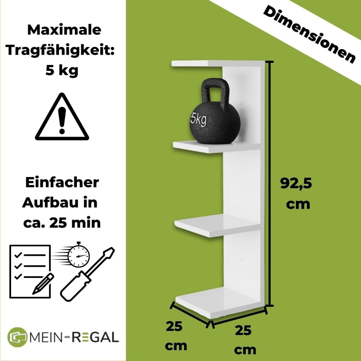 Mein-Regal Regal Diva freistehendes 6-stöckiges schmales Regal modernes Design