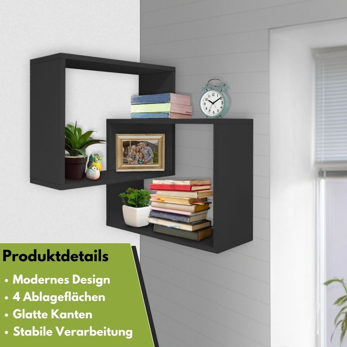 Mein - Regal Wandregal Quadra Eckregal aus Holz MDF, Wandeckregal - Mein - Regal.de