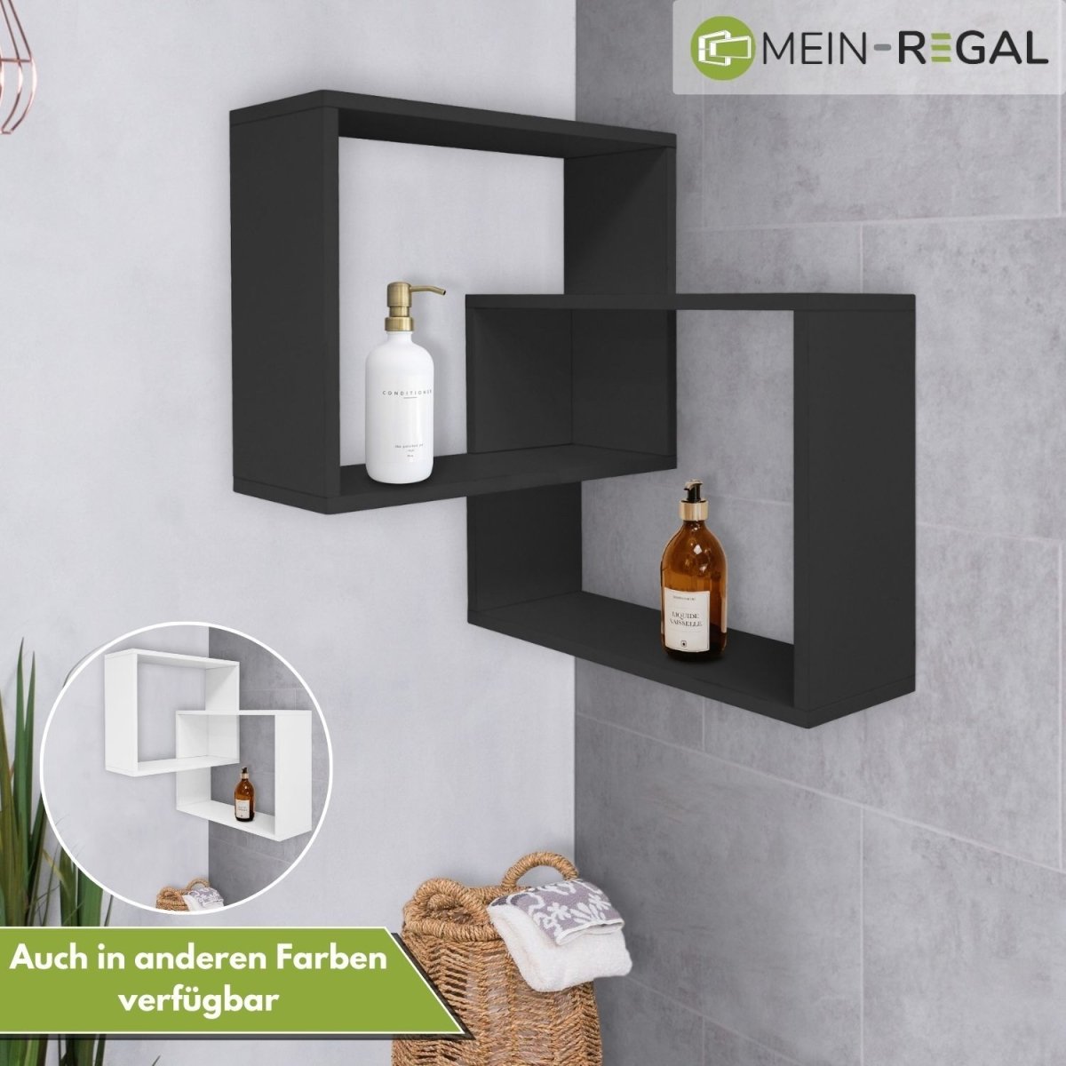 Mein - Regal Wandregal Quadra Eckregal aus Holz MDF, Wandeckregal - Mein - Regal.de