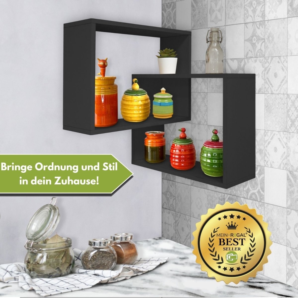 Mein - Regal Wandregal Quadra Eckregal aus Holz MDF, Wandeckregal - Mein - Regal.de