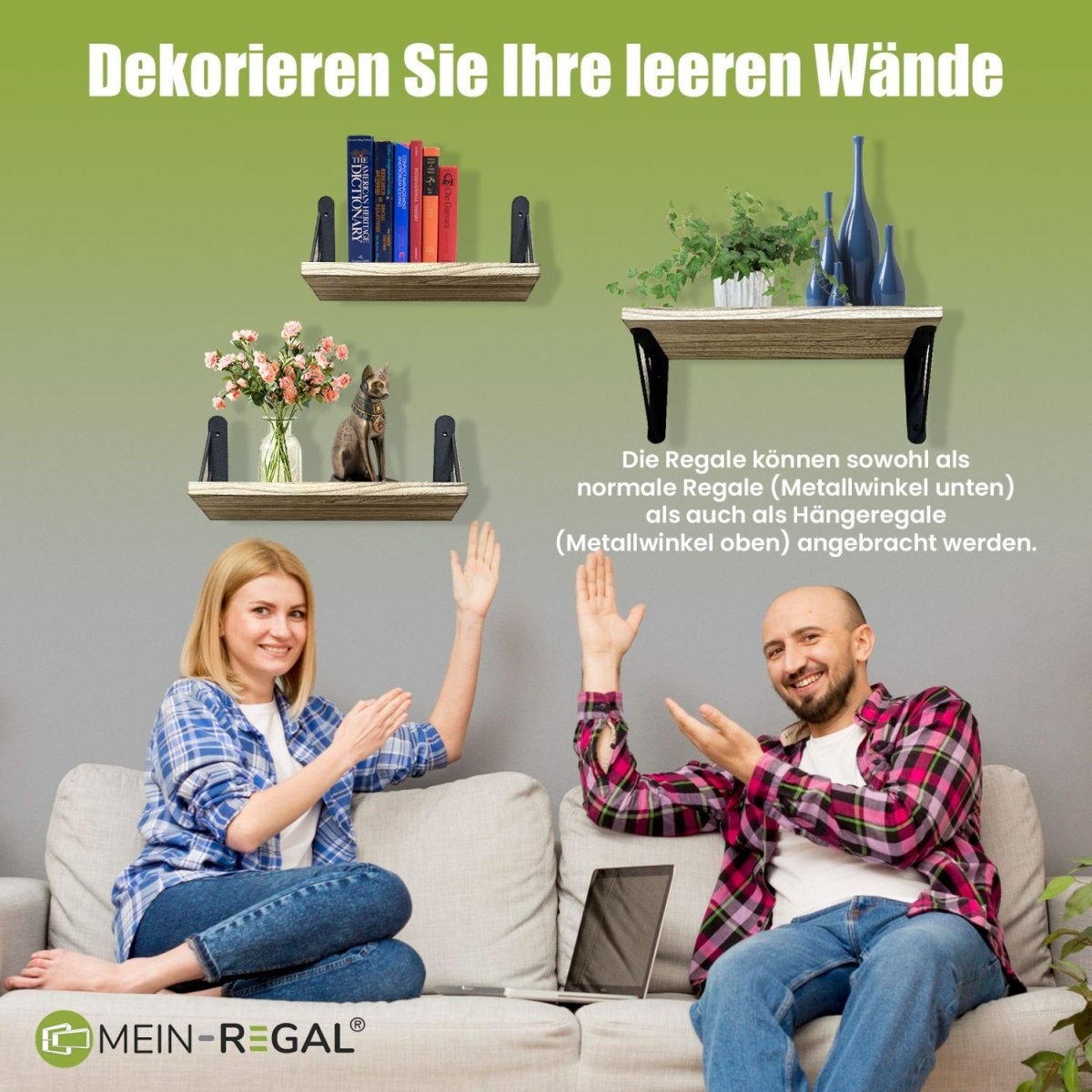 Mein - Regal Wandregal Sam Set 3 Stk. aus Holz, 3 verschiedene Größen - Mein - Regal.de