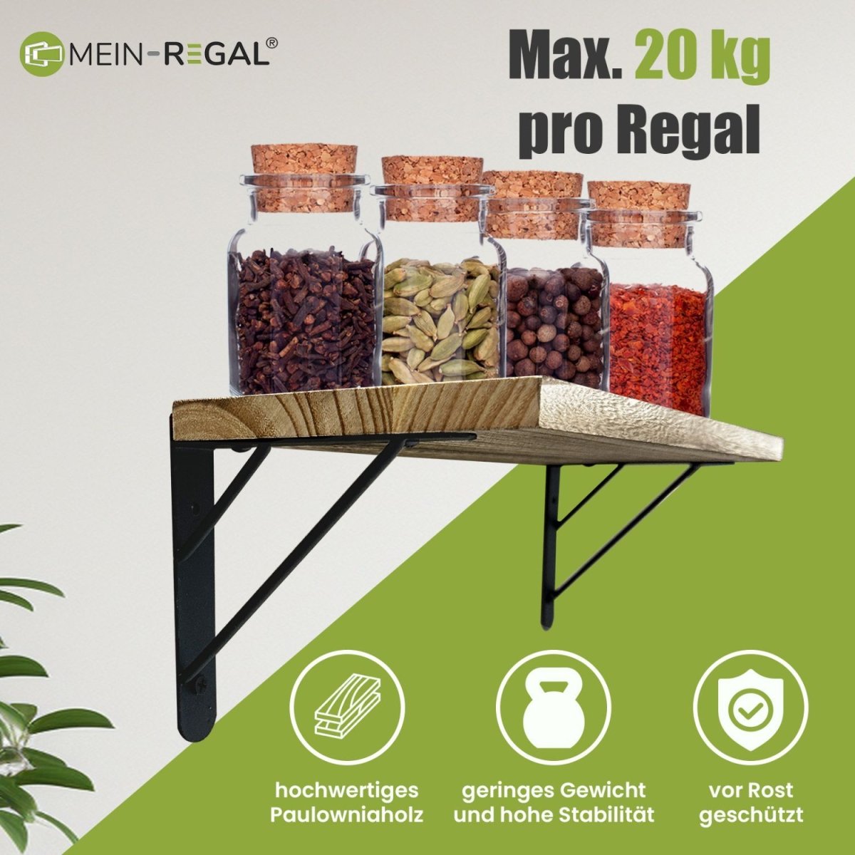 Mein - Regal Wandregal Sam Set 3 Stk. aus Holz, 3 verschiedene Größen - Mein - Regal.de