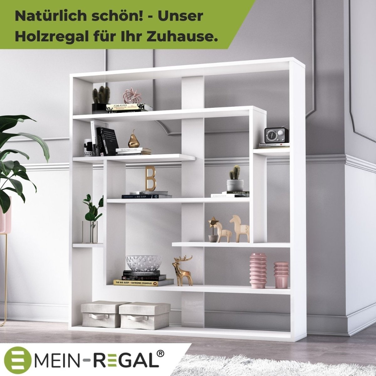 Mein - Regal Wandregal SEBASTIAN aus Holz MDF, bis zu 9 Fächer - Mein - Regal.de