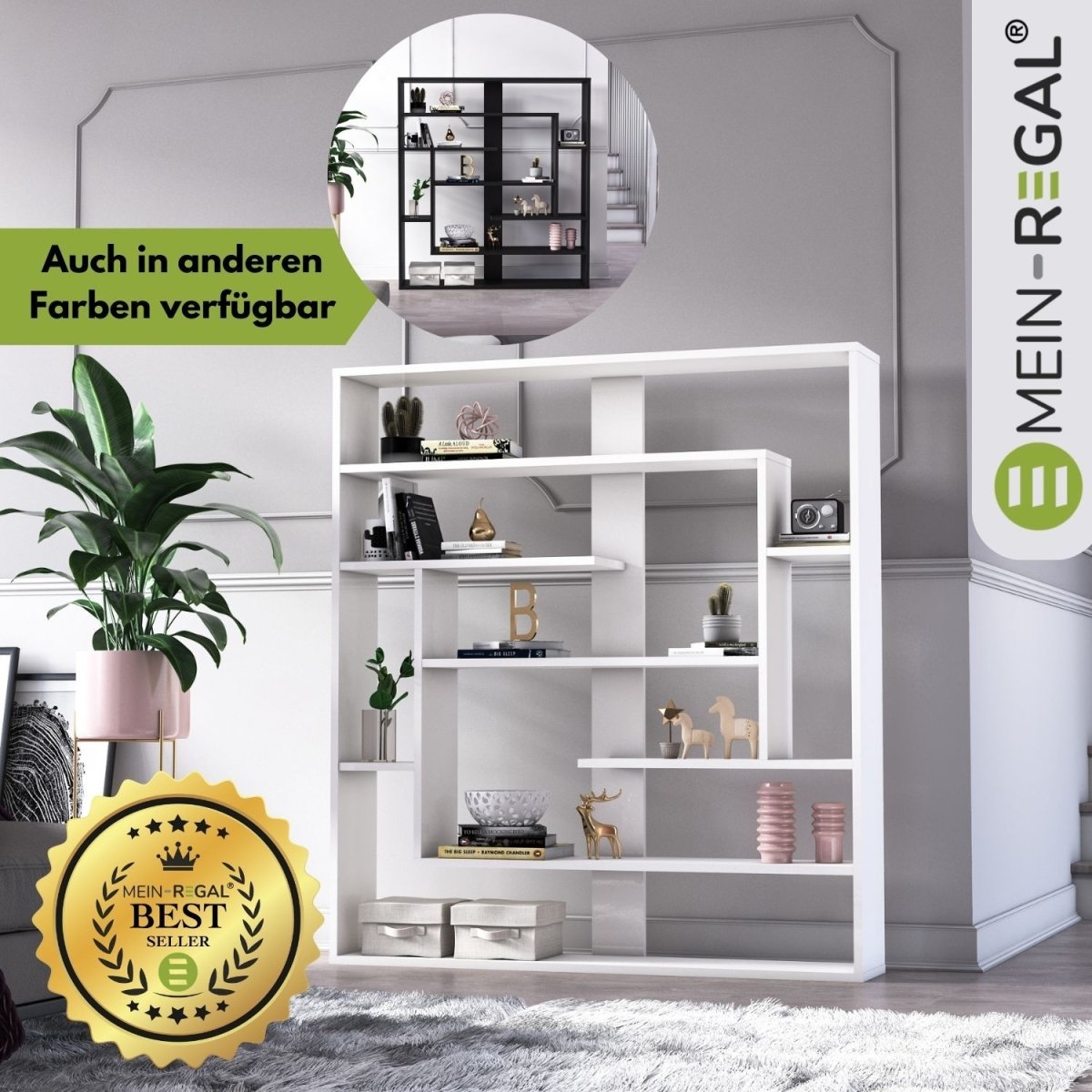 Mein - Regal Wandregal SEBASTIAN aus Holz MDF, bis zu 9 Fächer - Mein - Regal.de