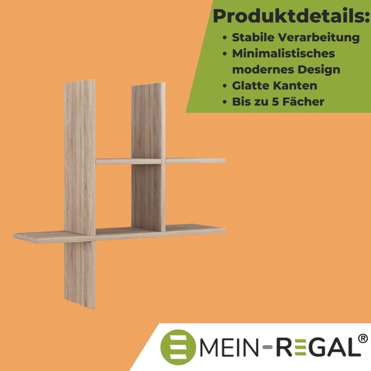 Mein - Regal Wandregal VALLE aus Holz MDF, bis zu 5 Fächer - Mein - Regal.de