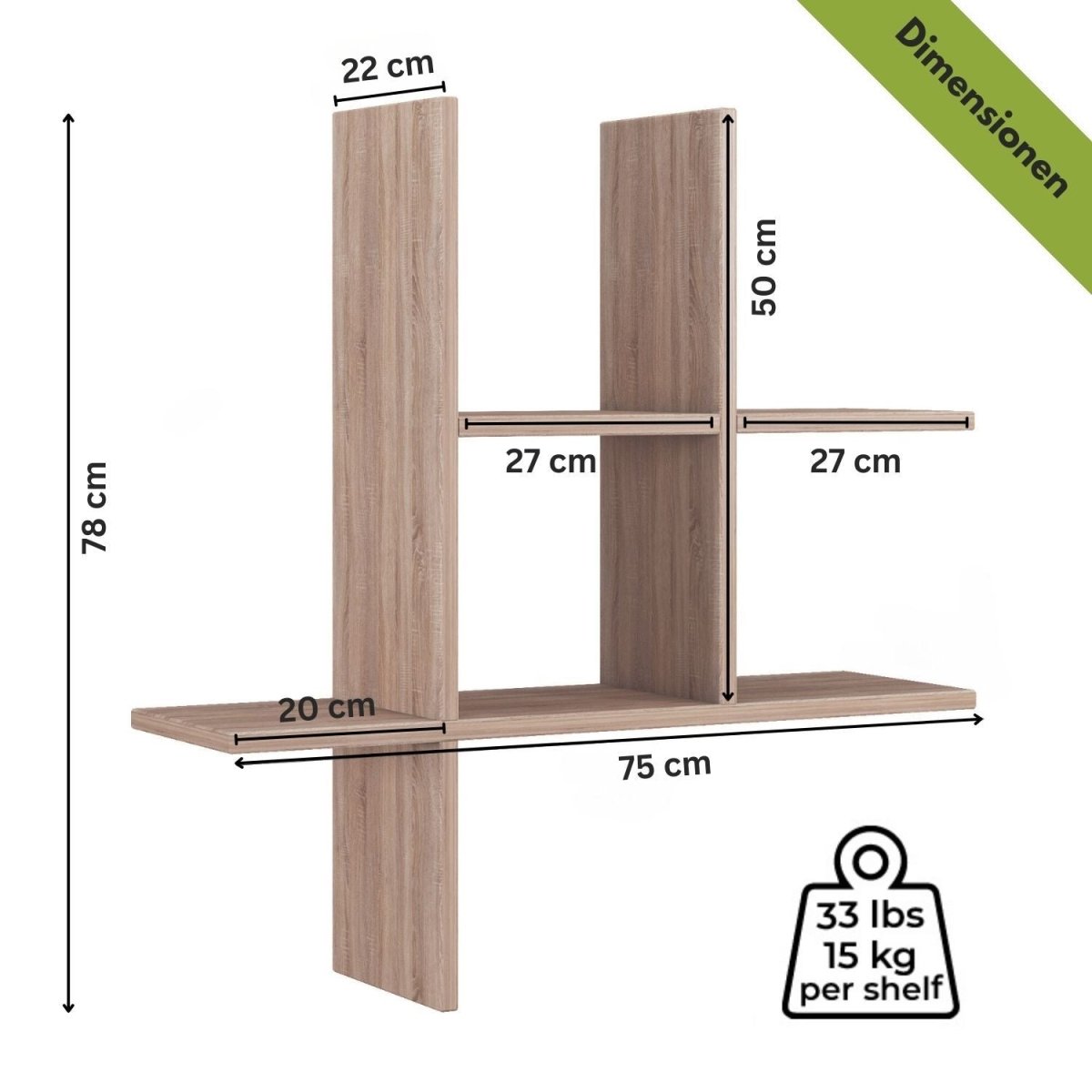 Mein - Regal Wandregal VALLE aus Holz MDF, bis zu 5 Fächer - Mein - Regal.de