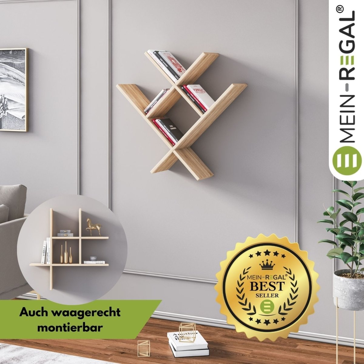 Mein - Regal Wandregal VALLE aus Holz MDF, bis zu 5 Fächer - Mein - Regal.de