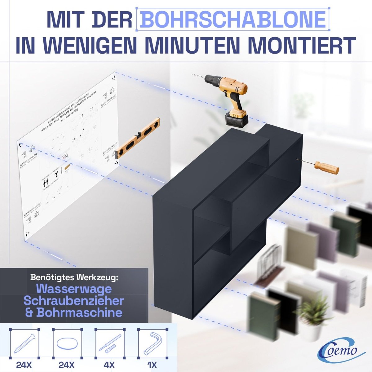 Wandregal Karo Schweberegal aus Holz - Mein - Regal.de