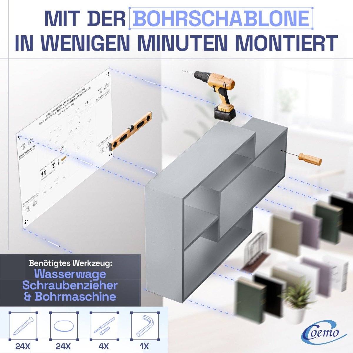 Wandregal Karo Schweberegal aus Holz - Mein - Regal.de
